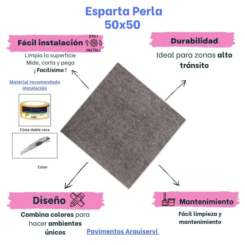 Moqueta Loseta Gris Perla Esparta | Alto Tránsito | Suelo de Uso Comercial y Doméstico